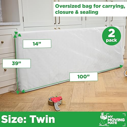 Miniatura 6 de Bolsa para colchón individual para mudanza y almacenamiento - Paquete de 2 - Bolsa para colchón para mudanza y almacenamiento - Bolsas de