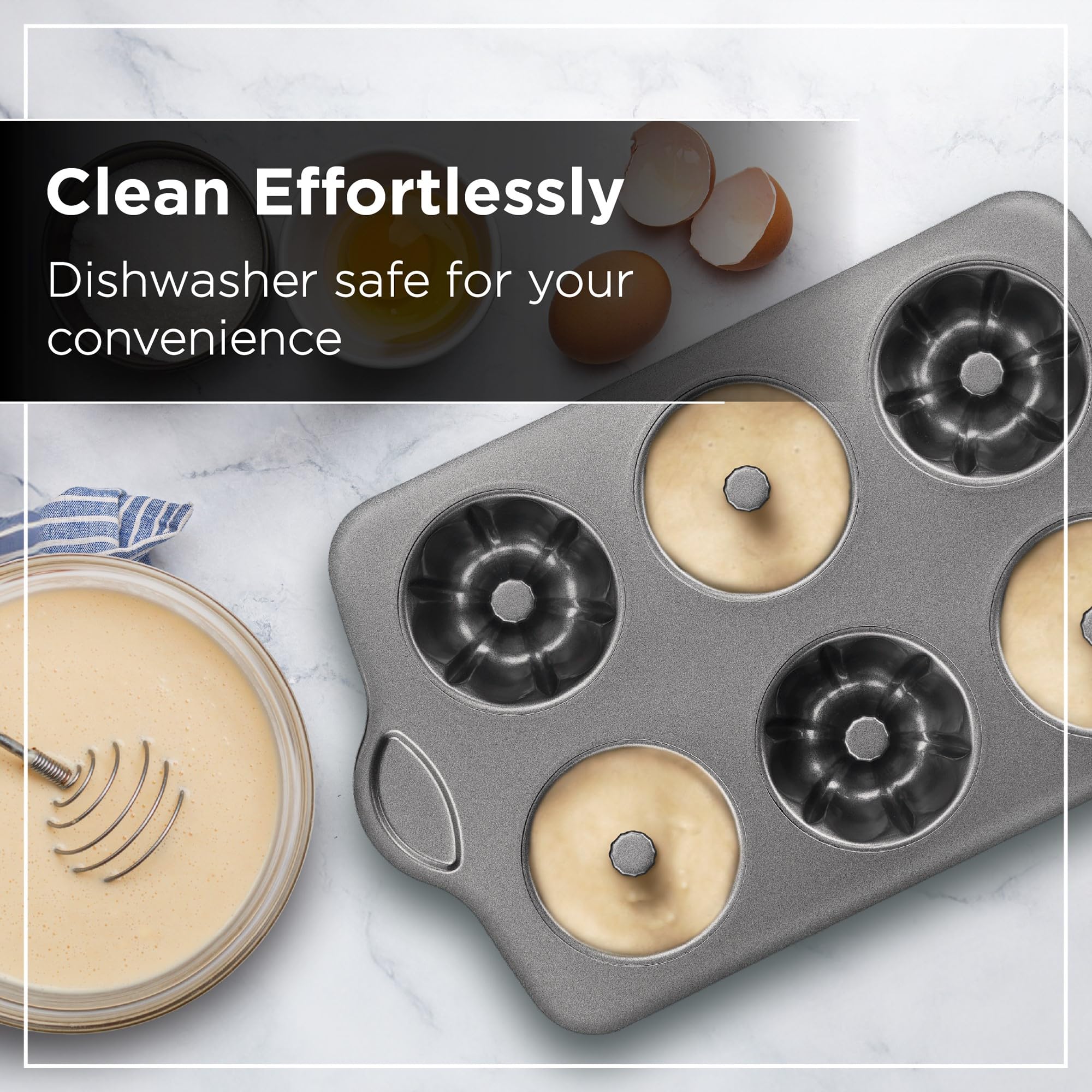 Wrenbury Lot de 2 mini moules à gâteau cannelés antiadhésifs – Moule à gâteau en forme d'anneau d'ange pour la cuisson de petits gâteaux – Sans PFOA et passe au lave-vaisselle – Tasse de 9,5 cm