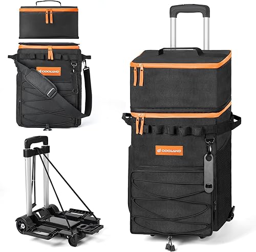 Miniatura 11 de Odoland Enfriador suave de 48/72 latas con ruedas y asa, hielera plegable con ruedas para playa, camping, viajes y picnic