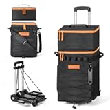 Odoland 48/72 Cans Soft Cooler with Wheels and Handle Collapsible Ice Chest Rolling Coolers on Wheels for Beach Camping Travel and Picnic