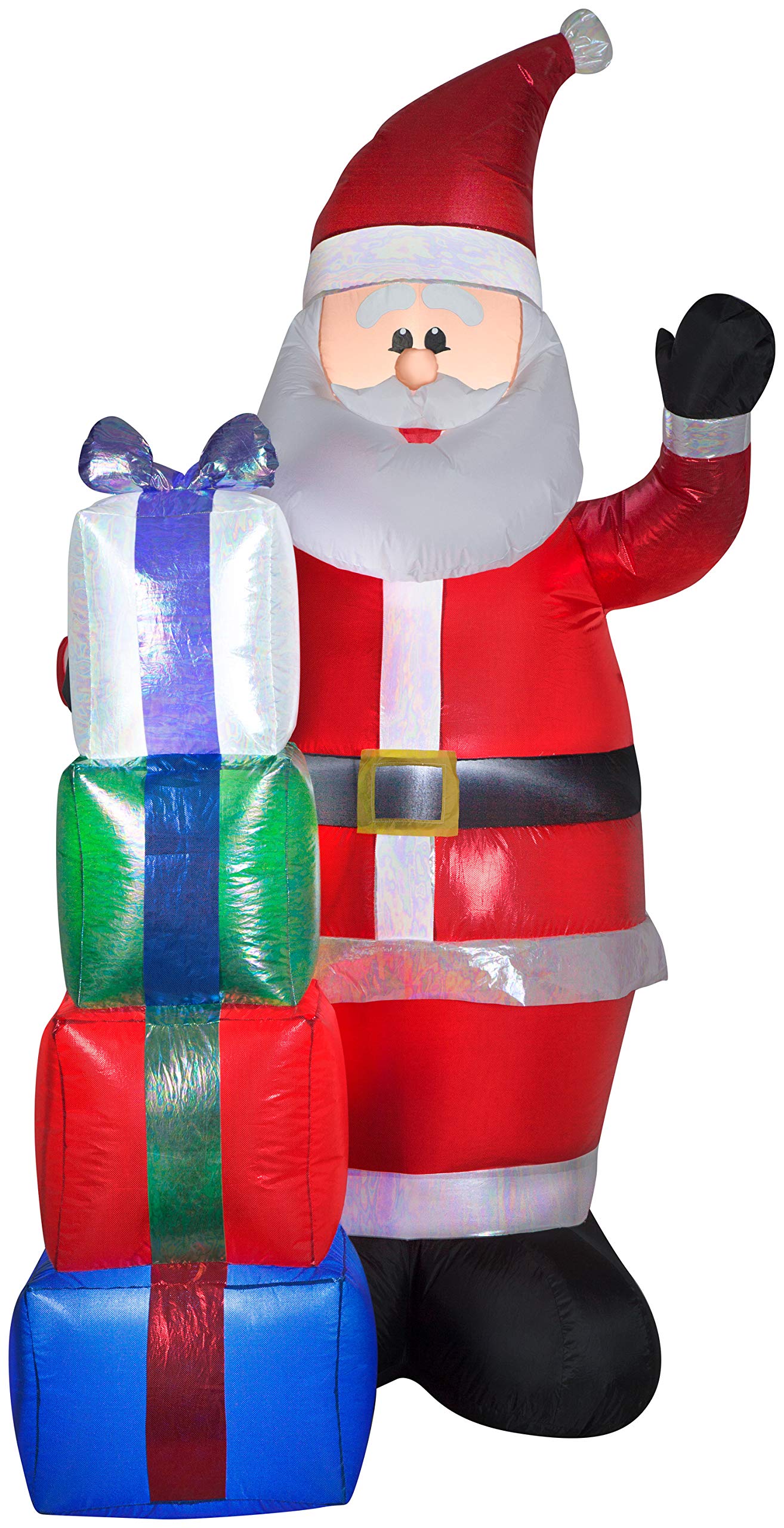 Christmas Airblown Inflatable Mixed Media Iridescent and Sequin Santa w/Presents, 7 ft Tall