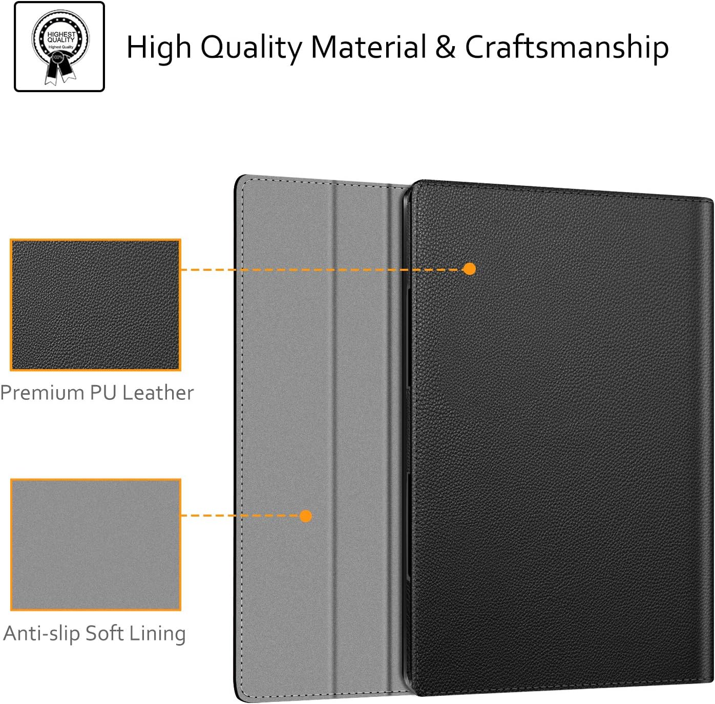 CaseBot Sleeve Case for 14" Lenovo Flex 14 / Lenovo Flex 5 14 1470 / Lenovo Flex 6 14 / Lenovo Ideapad C340 14 / ASUS Chromebook CX1 CX1400 - Premium PU Leather Portfolio Book Cover, Black