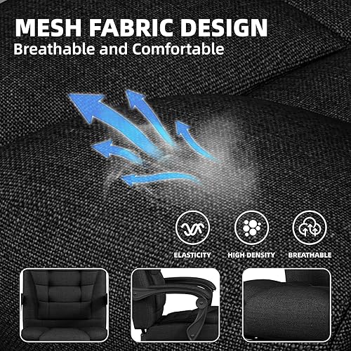 Miniatura 4 de Silla de oficina, silla de juegos de tela grande y alta con reposapiés, cómodas sillas de escritorio ejecutivas para computadora, base giratoria