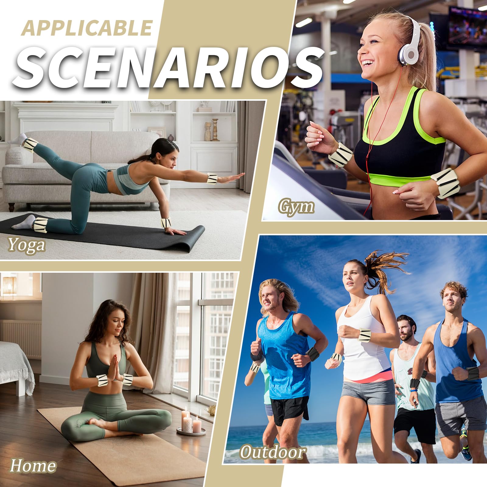Pesi per polsi e caviglie da donna, set di 2 pesi resistenti per braccia e gambe (0,5 kg ciascuno), pesi regolabili per caviglia, per passeggiate, yoga, danza, sbarra, palestra, esercizi, pilates