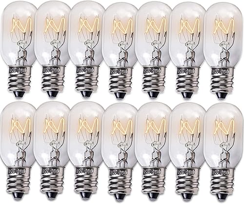 BlueStars Paquete de 14 bombillas incandescentes E12 T20 de 25 W, lámpara de sal de 120 V 2700 K, luz blanca cálida de 150 lm para lámparas y cestas