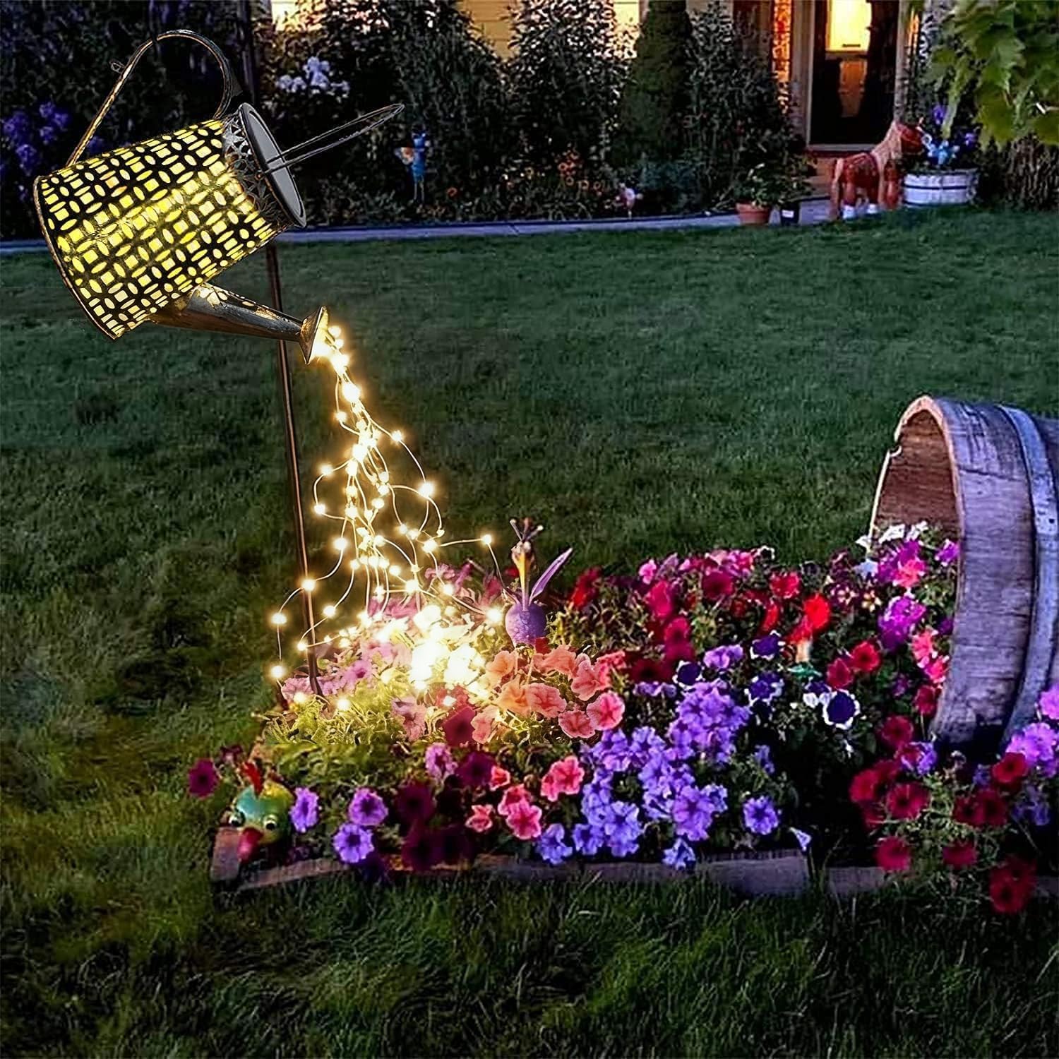 B-Best Solar Lights Outdoor Garden Decorations,Watering Can Landscape Light Large Hanging Lantern ,Outside Waterproof Patio Decor Perfect Gardening Gift