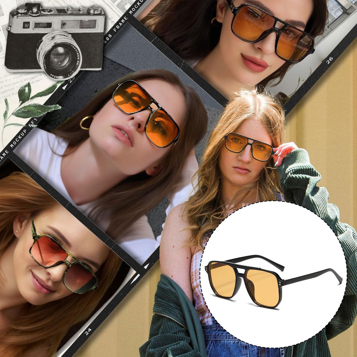 Okulary przeciwsłoneczne, 2 szt., dla mężczyzn i kobiet, vintage, klasyczny styl, prostokątne, ponadgabarytowe, dwupokładowe, okulary przeciwsłoneczne, ochrona UV375, okulary