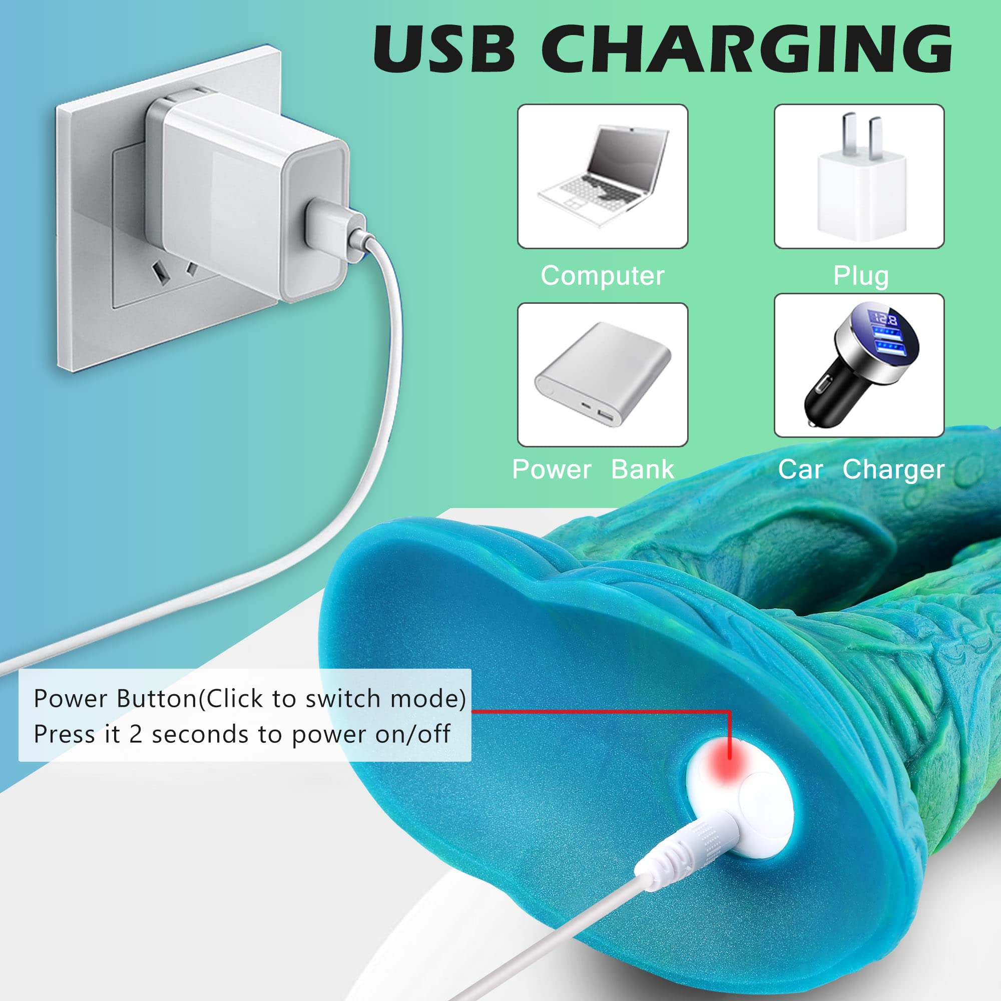 Monster Dildo Dragon Double Silicone Fantasy Dildo, 9 Inch Suction Soft Massive Dildo for Men, Realistic Vibrating Wide Dildos for Women, Fake Prostate G Spot Curved Penis