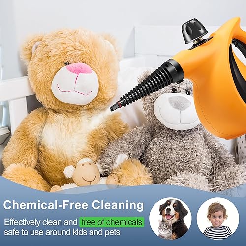 Miniatura 4 de Limpiador de vapor de mano, vaporizador portátil con gran capacidad, juego de accesorios de 11 piezas para piso, automóvil, alfombra, tapicería,