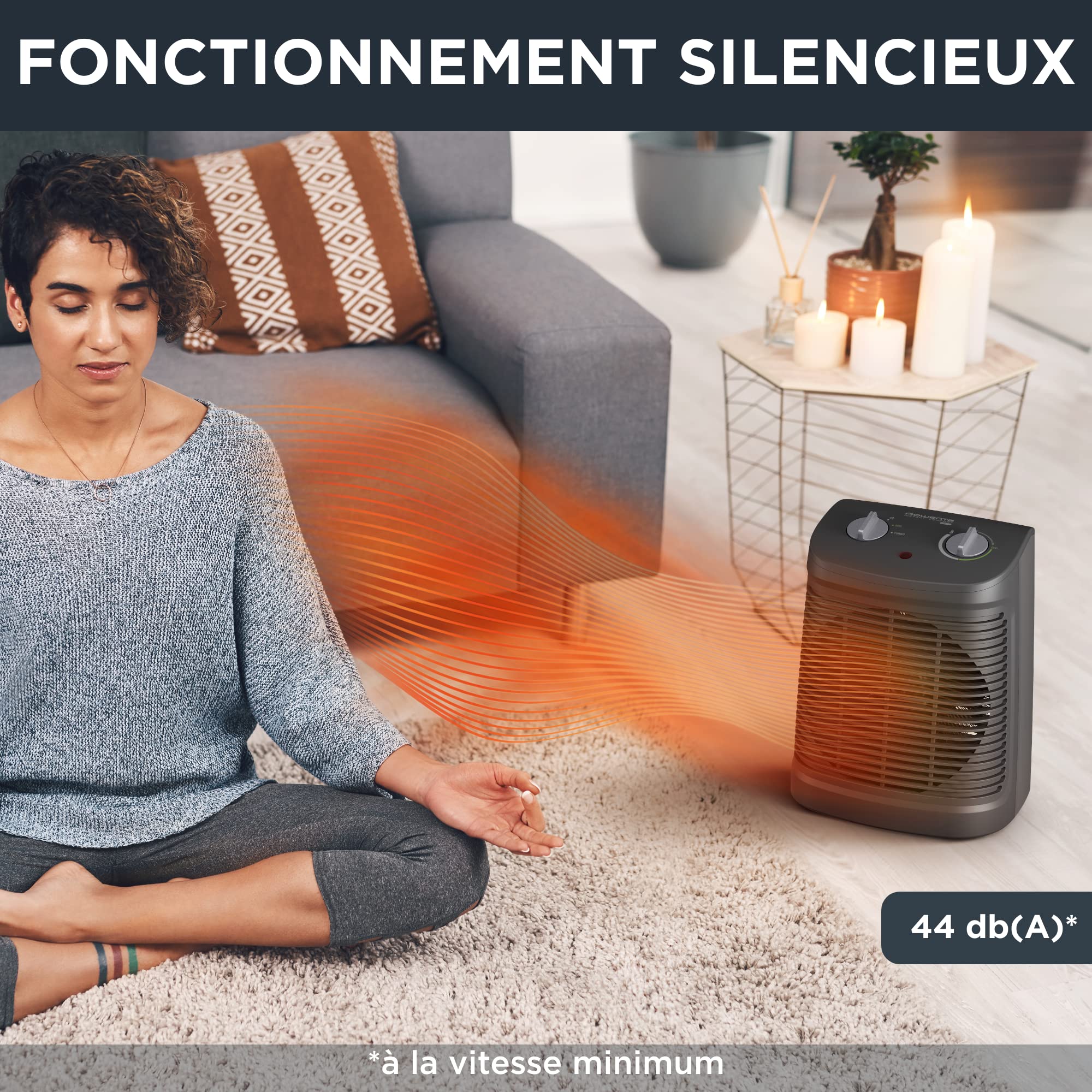 Rowenta Instant Comfort Compact Radiateur soufflant classique, Chauffage d'appoint, 2 modes de puissance, Chauffage silencieux, Compact, Transport et rangement faciles, Sécurité automatique SO2320F2