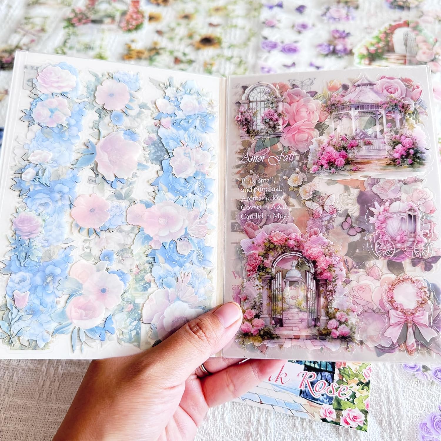 30 Sheets Floral Scrapbooking Sticker Book Kit, Precut Floral Natural Garden Flowers Butterfly PET Washi Stickers for Junk Journaling, Scrapbook Supplies, Bujo, Planner image 4