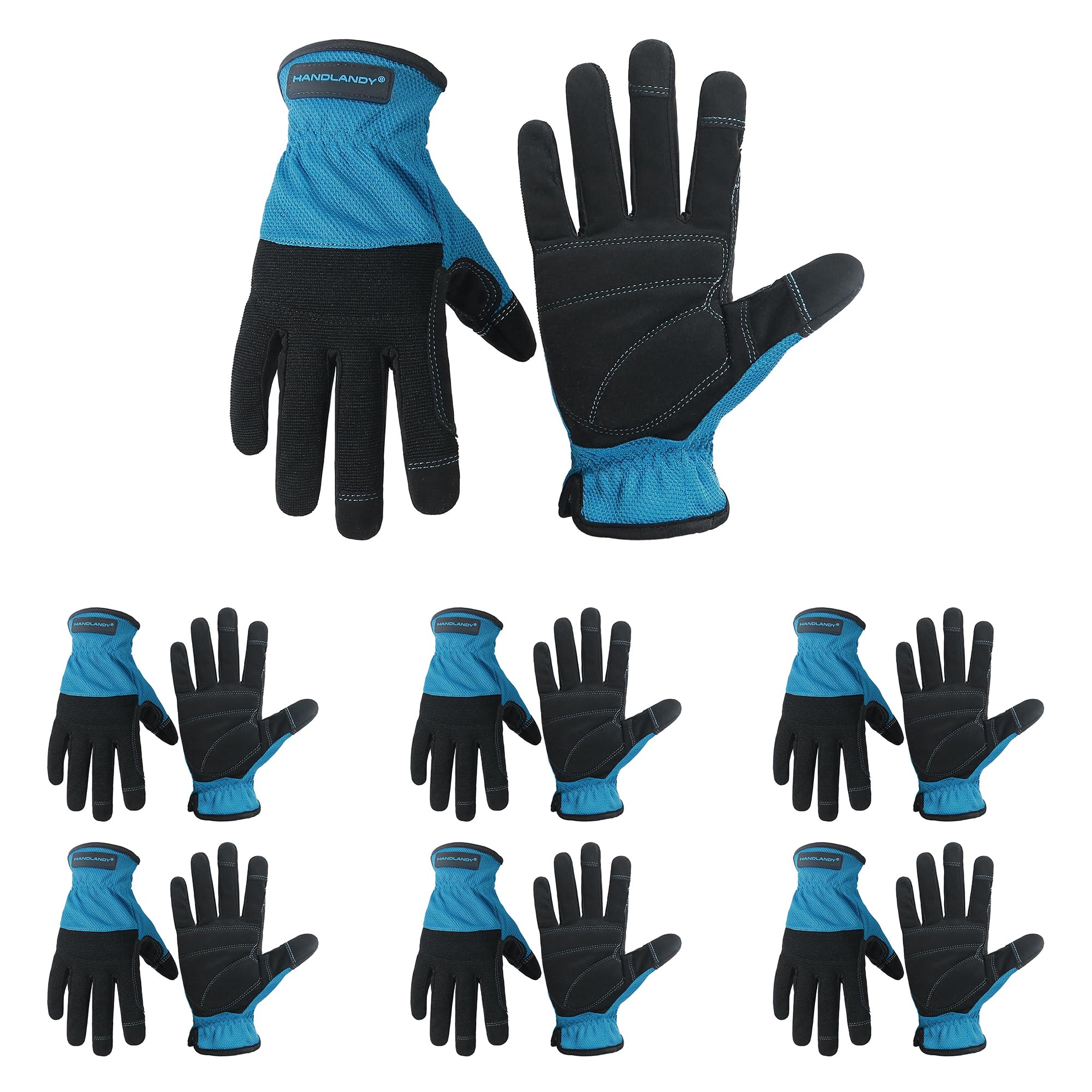 HANDLANDY Work Gloves for Men &amp; Women, Utility Mechanic Working Gloves Touch Screen, Flexible Gardening Gloves for Yard