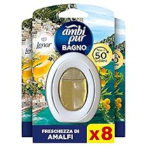 Ambi Pur Bagno Profumatore Per Ambienti, 8 Profumatori Bagno, Fragranza Limone, Diffusore Ambiente Con Tecnologia Elimina Odori, Durata Fino a 50 Giorni Per Profumatore