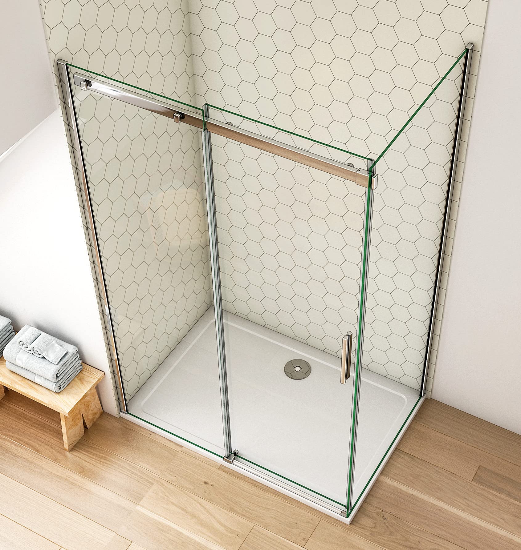 Aica Sanitär Duschkabine Schiebetür Duschabtrennung Duschwand 120x80cm mit 8mm Nano Glas 195cm Höhe