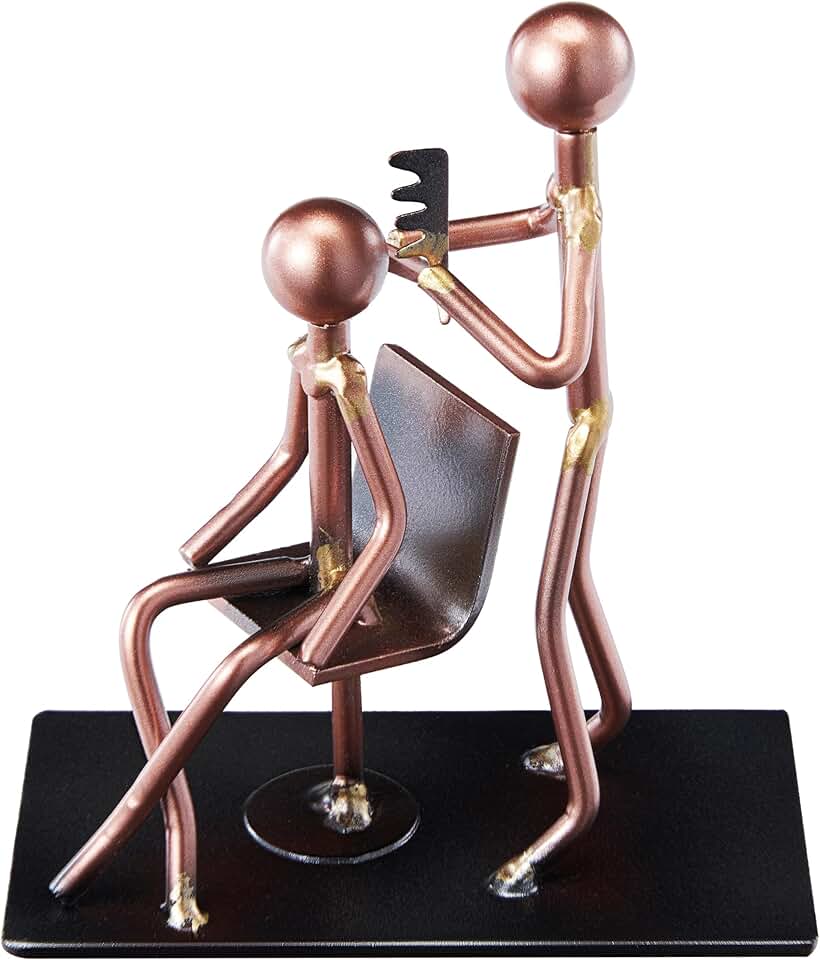 Hairdresser Figurine Recycled Metal Sculpture