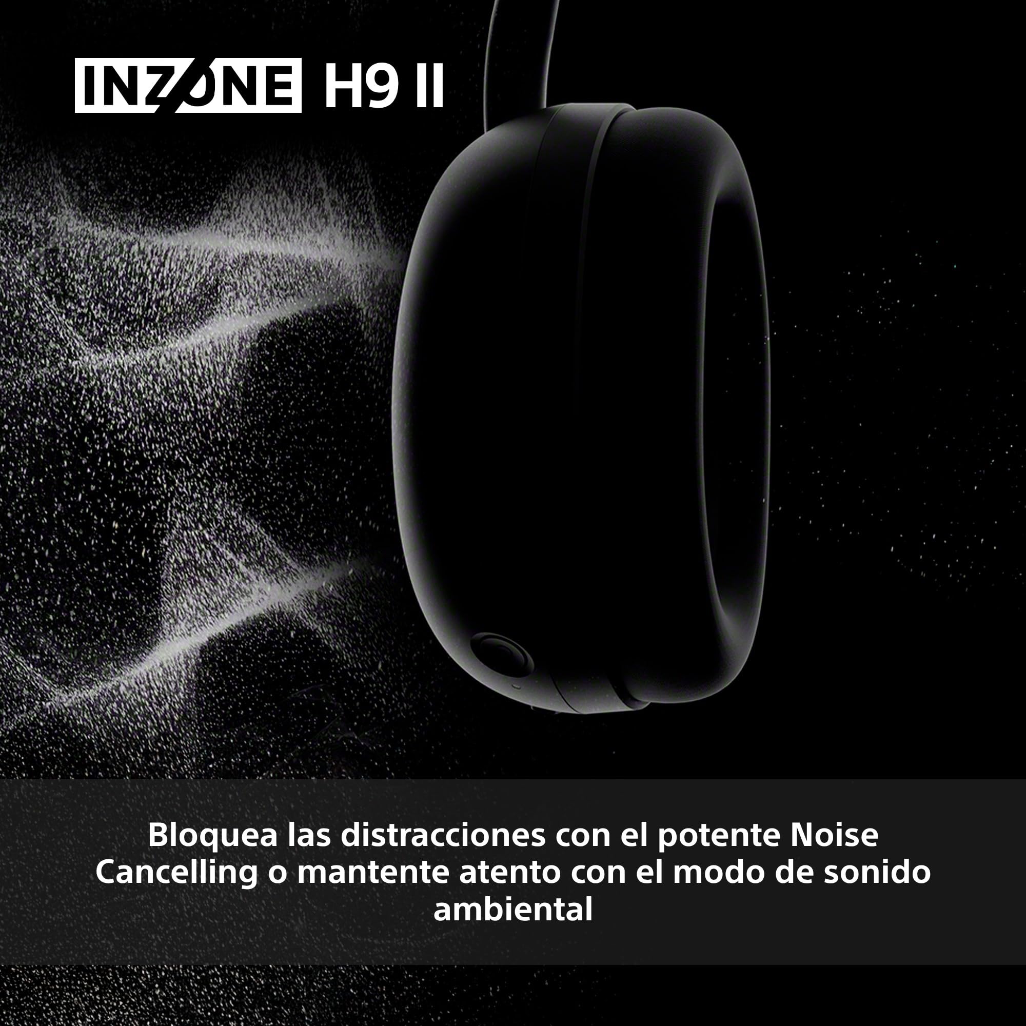 Sony INZONE H9 II: Auriculares Gaming inalámbricos con Noise Cancelling, Ligeros, Micrófono Cardioide Extraible con IA, 2,4 GHz y Bluetooth, Estuche Blando, para PC, PS5, Switch y Móviles, Negro