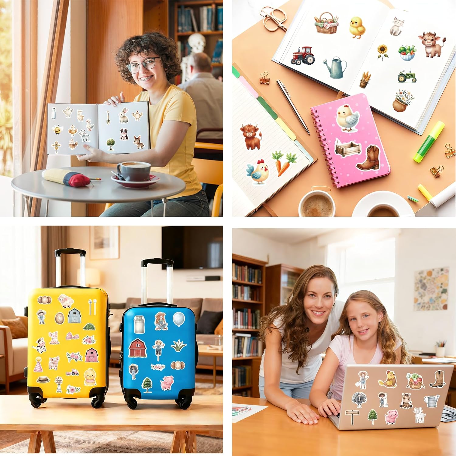 176 Pcs Farm Animal Stickers, Cute Animal Sticker for Kids Watercolor Cow Barn Farm Stickers for Classroom Reward, Party Favors, Birthday Gifts (Farm176)