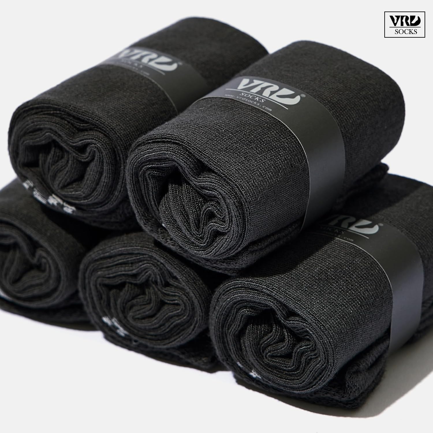 VRD Mens Dress Socks Bamboo Rayon 5-Pack Crew Socks Mid-Calf Length Fits Shoe Size 8-13 Gift Box