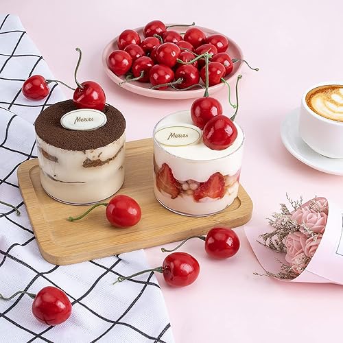 Miniatura 3 de MyLifeUNIT Fruta de cereza artificial, fruta artificial para decoración, 100 unidades