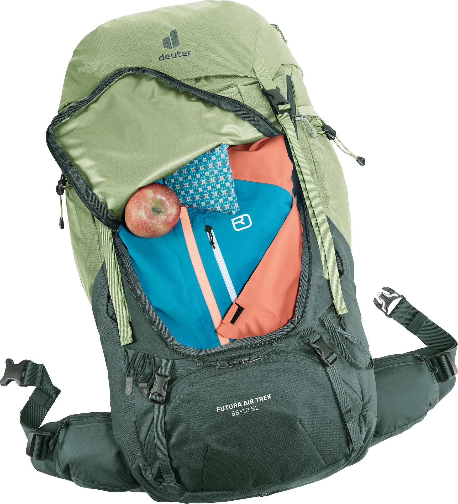 deuter Futura Air Trek 55 + 10 SL damski plecak trekkingowy, Grove-ivy, 55+10 L, Minimalistyczny