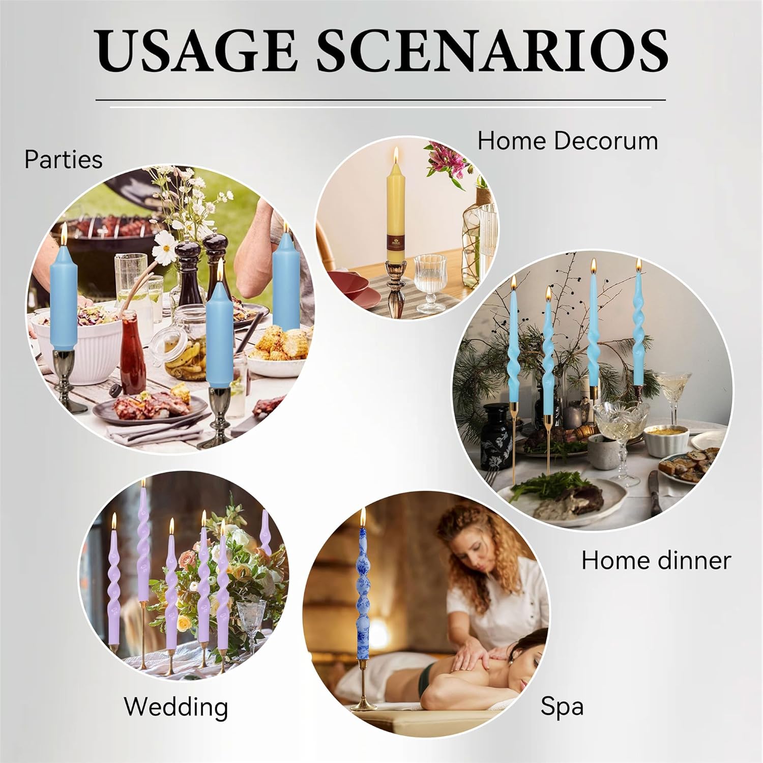 Taper Candle Wax Dots - 24pcs Spiral Candle Sticky Dots White Candles Adapter Small Candlestick Adhesive,Soft Wax for Any Candles Holder Accessories-White - Image 6