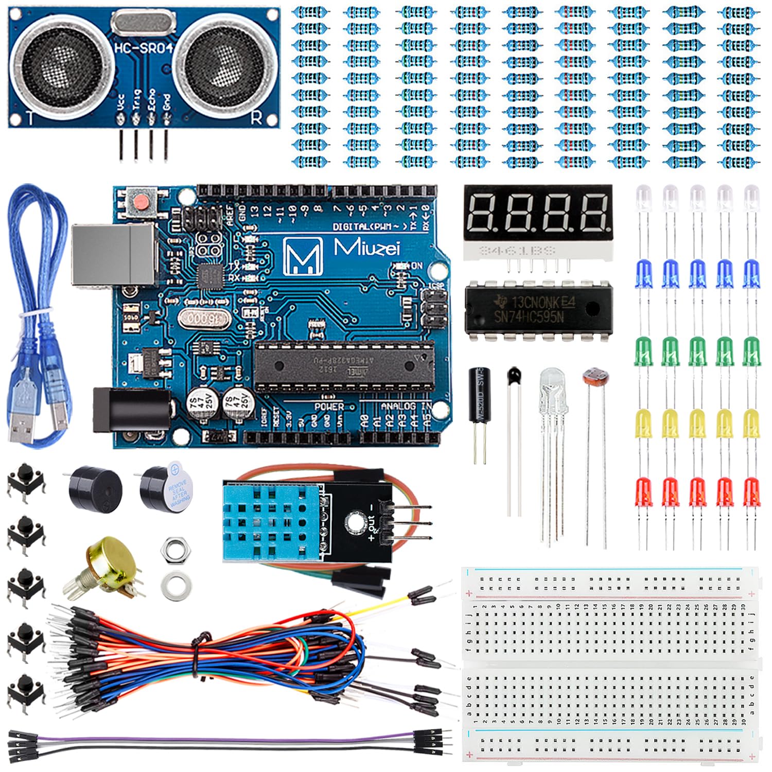 Стартовый набор Miuzei Elektronika с микроконтроллером R3, совместимый с Arduino IDE, с немецким руководством пользователя, набор