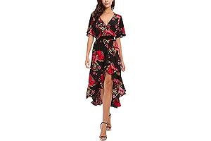 Charming Floral Dress for Women with Sleeves