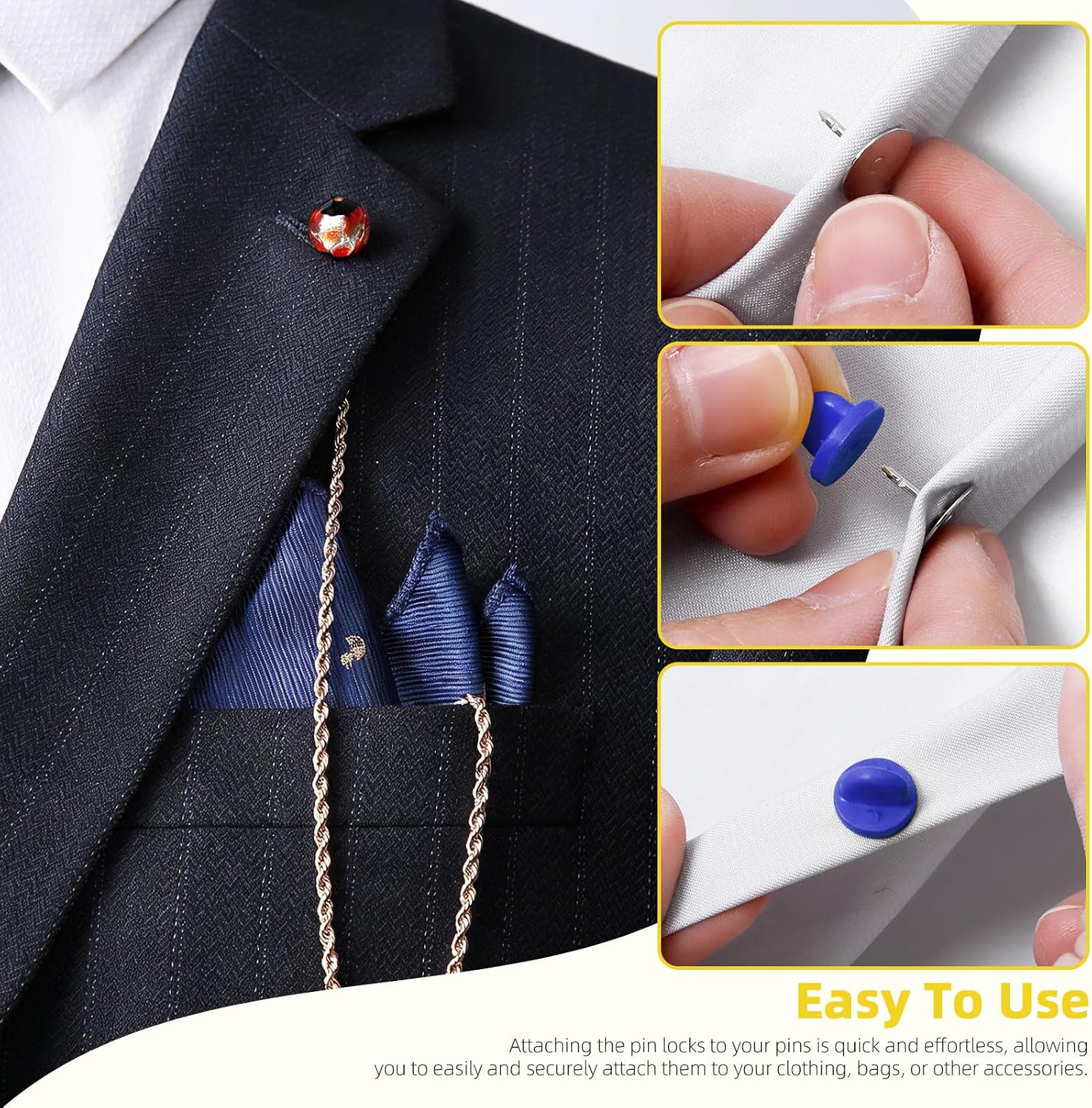 100 Set Star Rubber Pin Backs Locking with Tie Tacks Blank Pins Kit, 10 Colors Silicone Locks Rubber PVC Pin Backs for Securely Holding Uniform Badges Brooch Lapel Hats