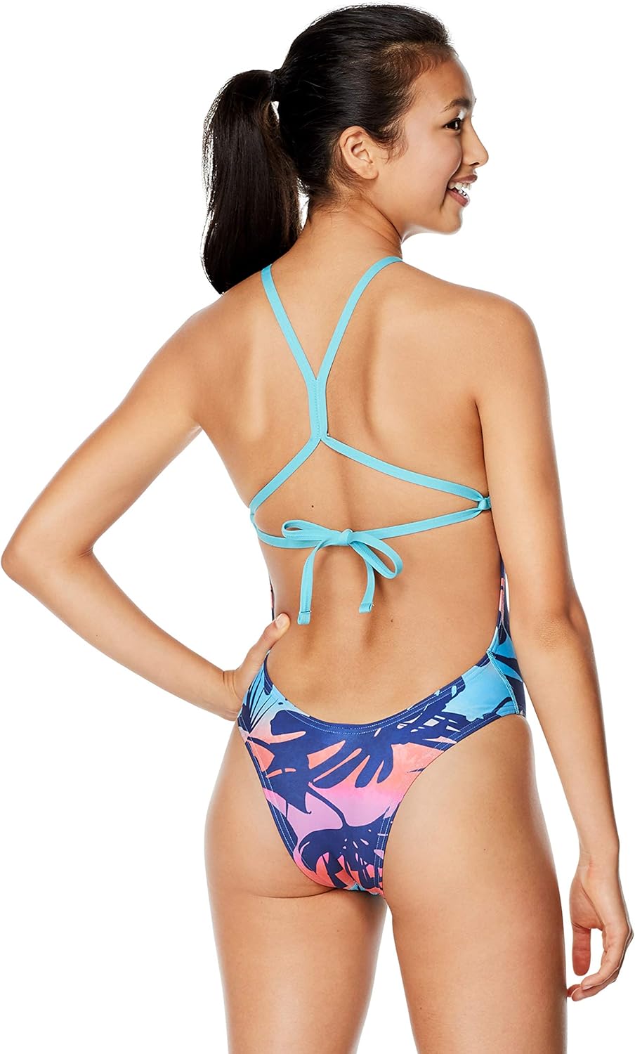 Speedo Womens Swimsuit One Piece Endurance Turnz Tie Back Printed - Image 2