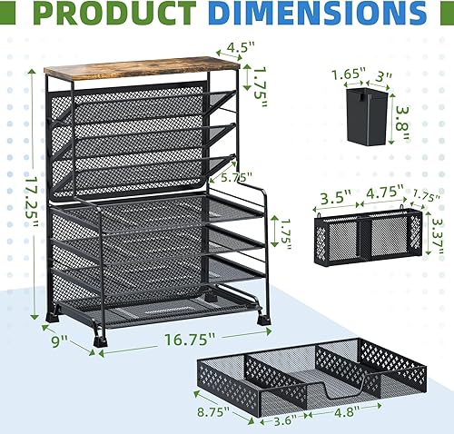 Miniatura 3 de Organizador de archivos de escritorio de 8 niveles, bandeja de cartas de malla metálica, organizador de papel, organizadores de escritorio de gran
