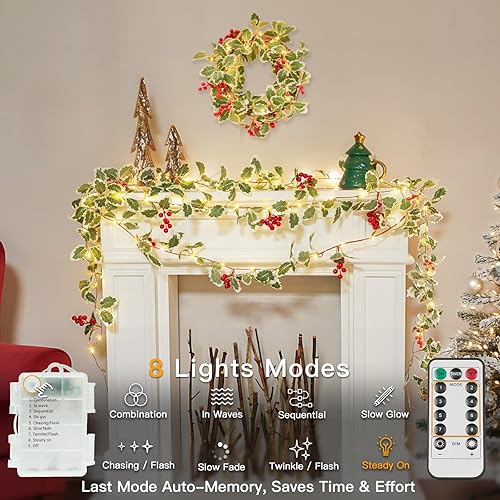 Miniatura 4 de suddus Vid de acebo de 40 LED con luces de hadas