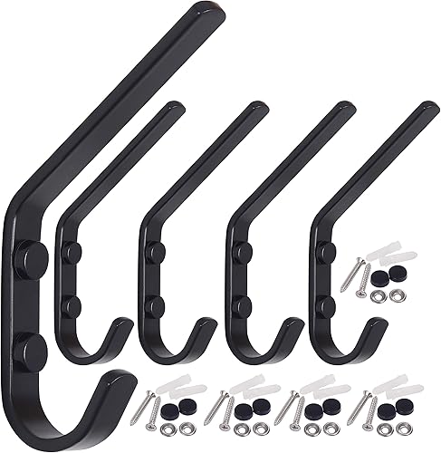 WEBI Perchero montado en la pared  Gancho de doble pared de metal resistente  Ganchos de doble punta para bata de baño, cocina, oficina, armario de