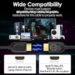 Fosmon 8K HDMI Cable 1FT HDMI 2.1 Cord 48Gbps 8K@60Hz 4K@120Hz Compatible with TV UHD HDTV Streaming Soundbar Laptop PC Monitor Projector Blu-ray PS5 Xbox Nintendo Switch Gaming, Support eARC HDR HDCP | Compatible with PS5, Xbox Series X, Gaming PC, 