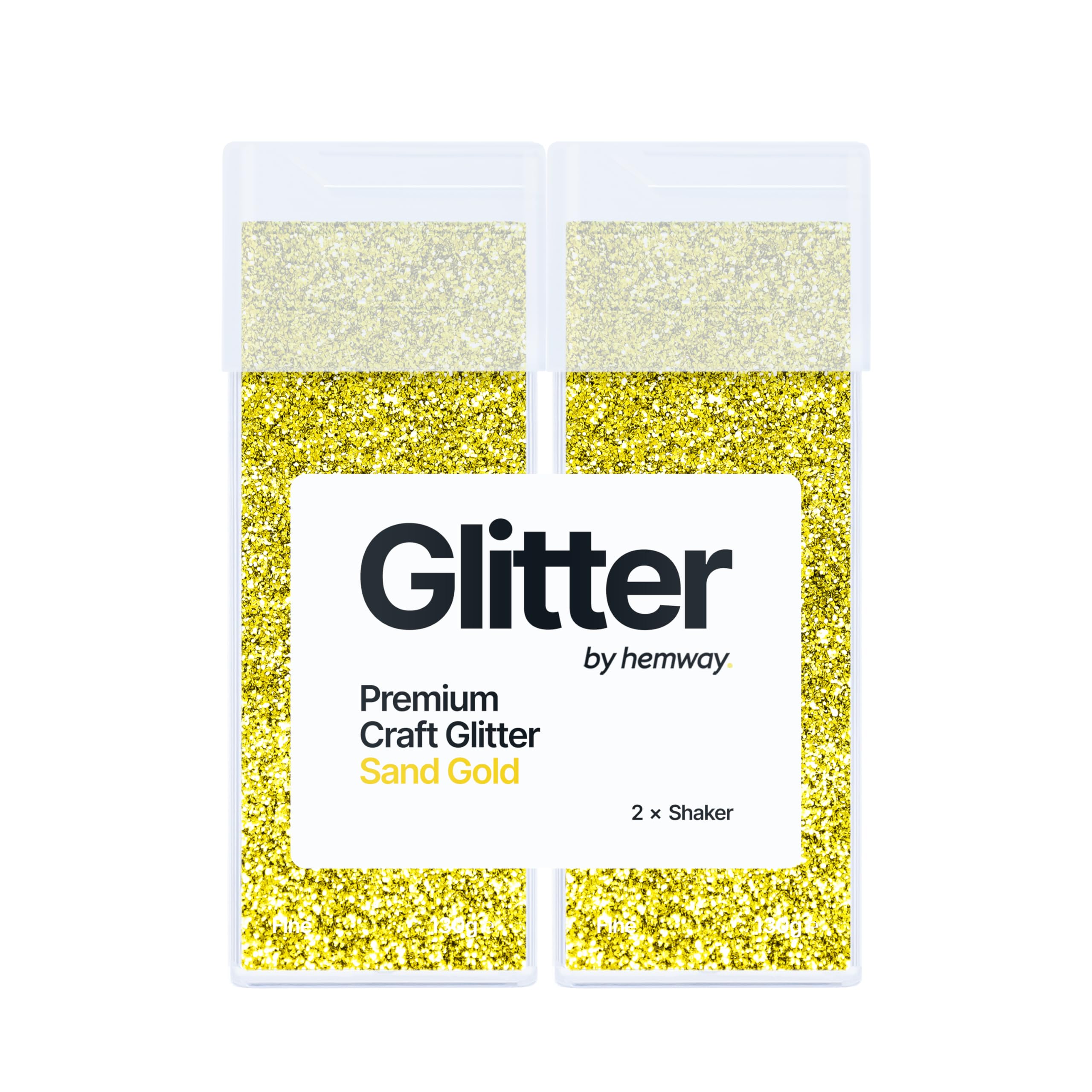 Hemway Glitter Shaker Sand Gold 130g x2 Pack Fine, Craft Glitter Shakers for Resin & Epoxy Crafts, Christmas Art Supplies