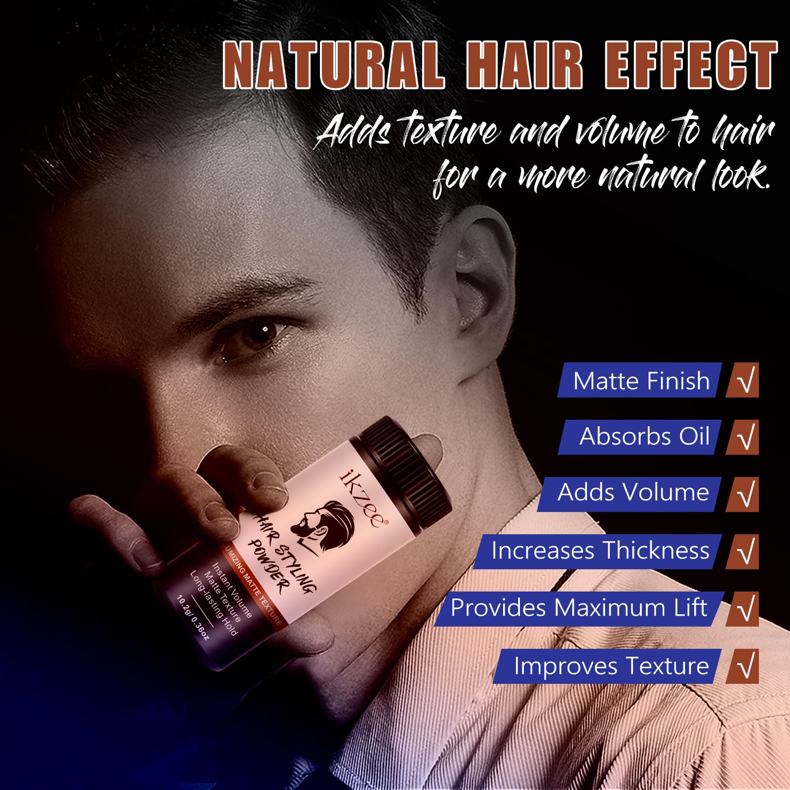 Hair Styling Powder for Men 20g, Hair Powder Men for Volumizing Matte Texture, Long-lasting Hold - Image 4