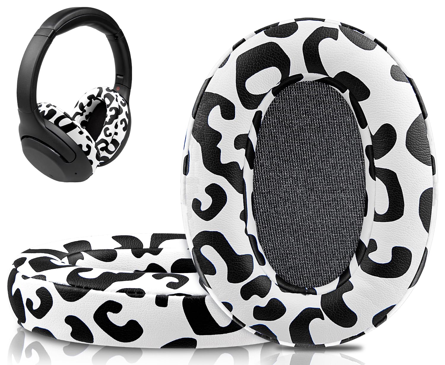 soulwit earpads for sony wh-xb900n/wh-ch710n/wh-ch720n/wh-rf400/mdr-rf895rk headphones, ear pads cushions with soft protein leather, high density foam - snow leopard