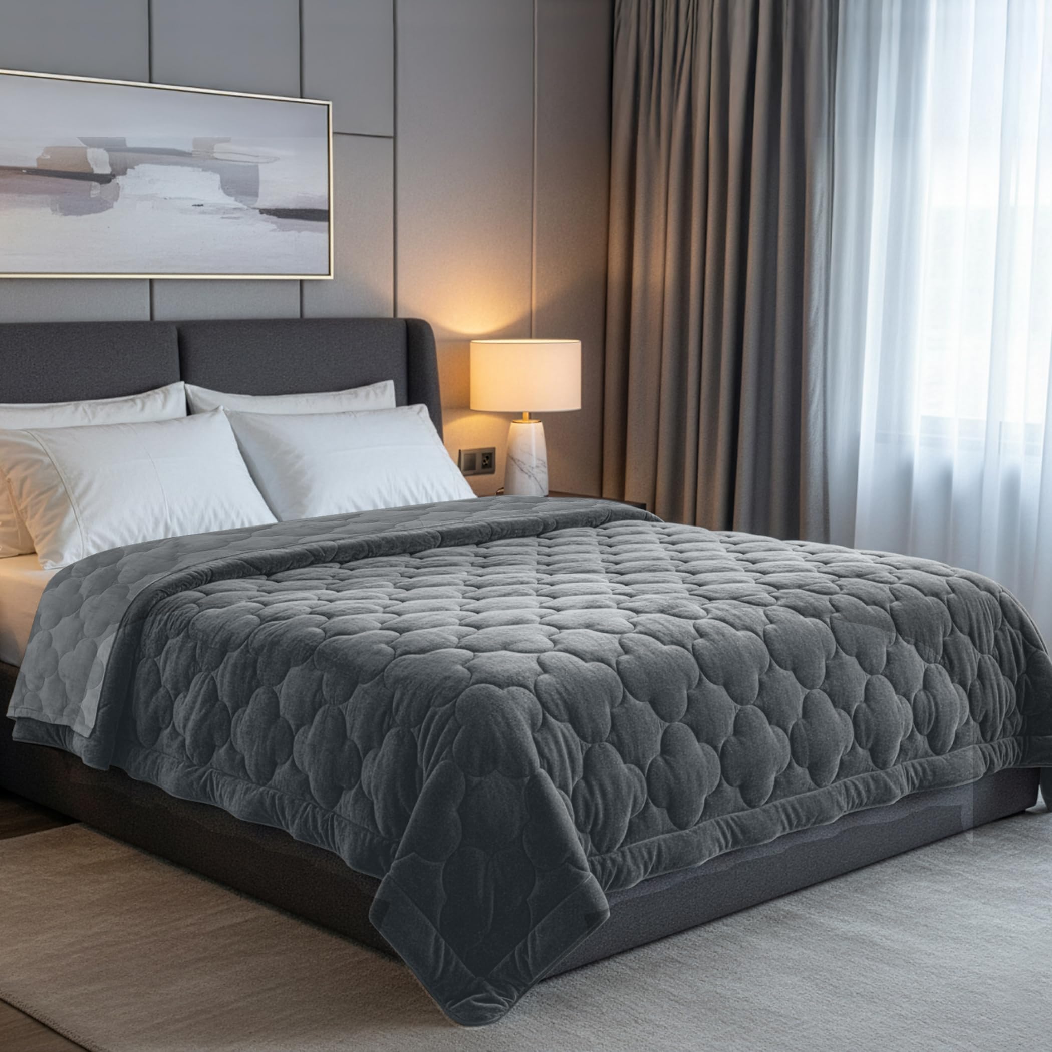 SLEEP COMFY Piumone 4 stagioni 160 x 220, velluto e microfibra senza rivestimento, traspirante, ipoallergenico, per casa, caravan e campeggio, certificato Oeko-TEX