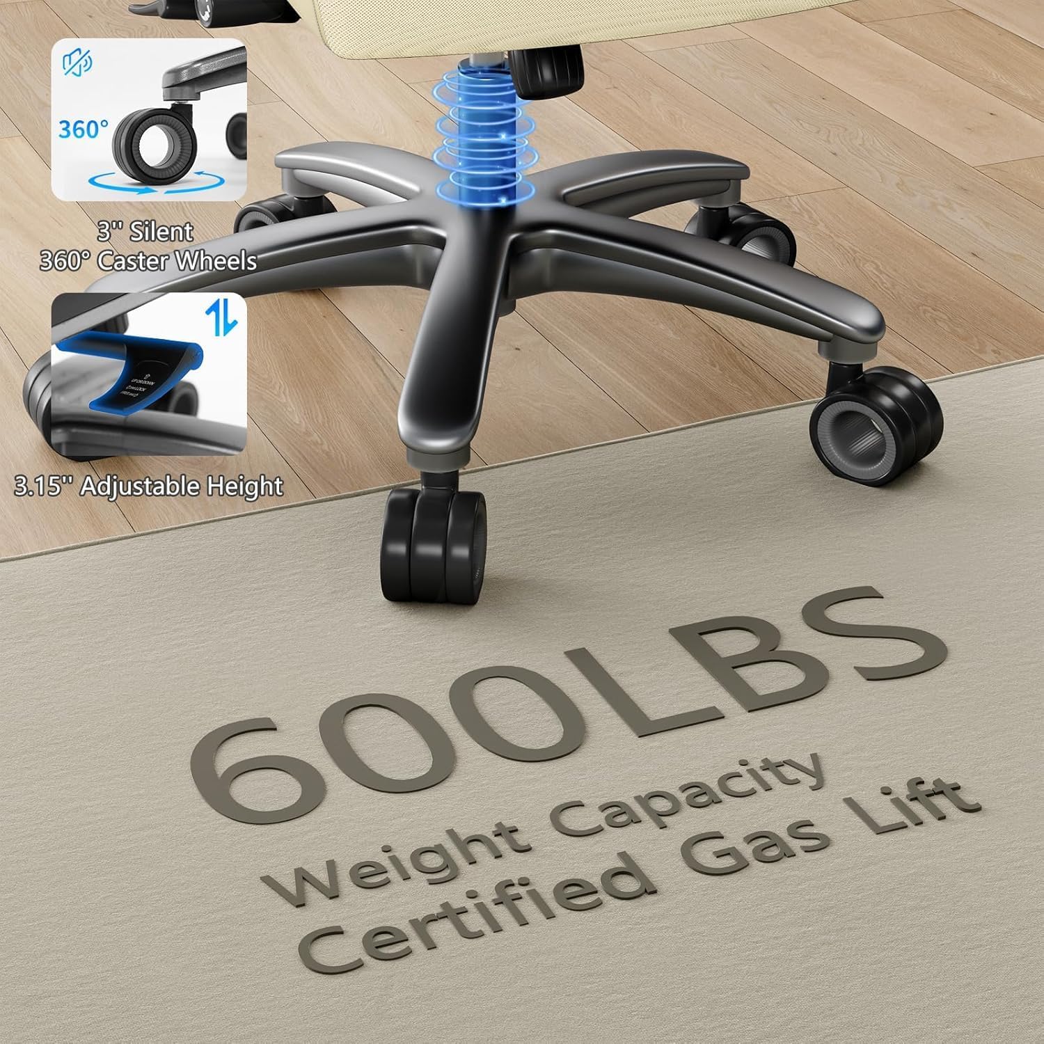 Big and Tall Office Chair with 5D Arms, Fabric & PU Leather Heavy Duty Desk Chair, Adjustable Lumbar Support & Height, Tilt Function, High Back Ergonomic Executive Computer Chair