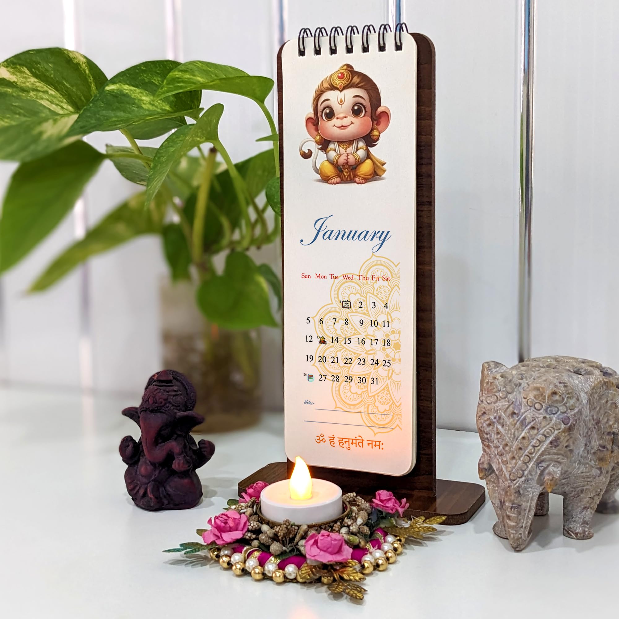 Desk Calendar 2025 | Cute Indian Baby Gods Illustrations | Home and Office Table Calendar | Size 9" x 4" | Perfect for Gifting