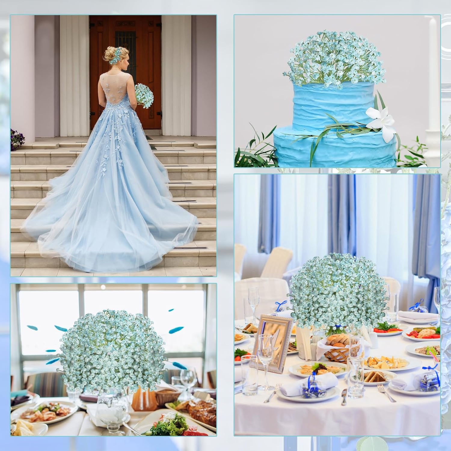 Babys Breath Artificial Flowers Bulk 18pcs Blue Fake Gypsophila Realistic Flowers for Wedding Arches Bouquets Table Centerpieces Floral Arrangements Party Decor - Image 3