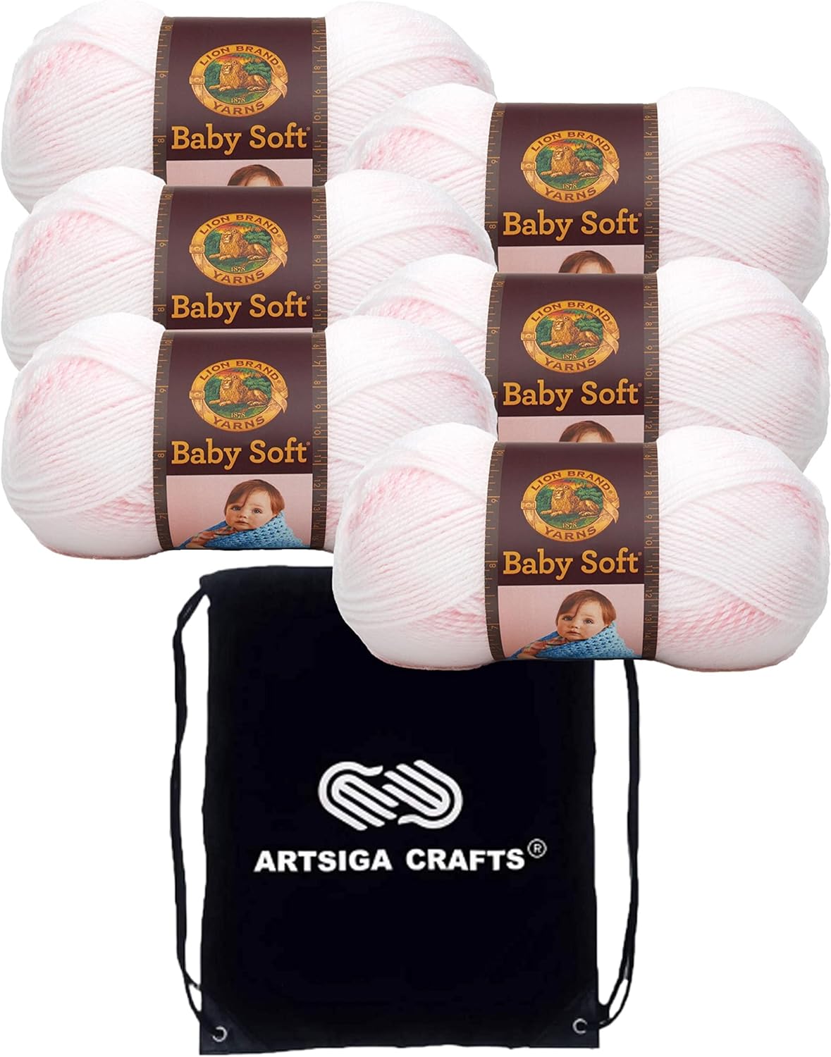 Lion Brand Baby Soft Parfait Print 920-220 (6-Skeins - Same Dye Lot) DK Light Worsted #3 Acrylic Yarn for Crocheting and Knitting with Project Bag