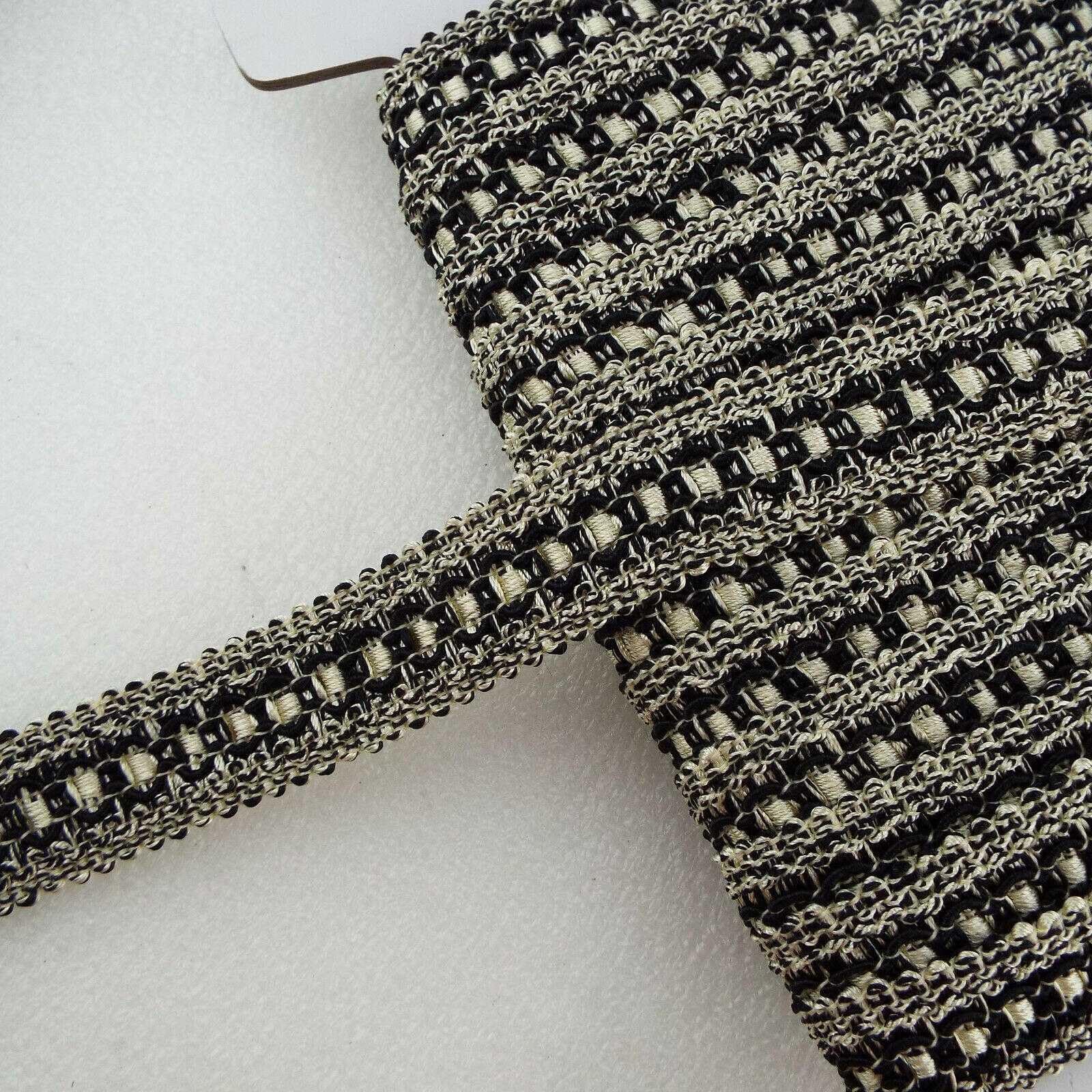 30mm Gimp Braid Upholstery Trim Edging Costume 9 Colours Buy 1 2 or 4m+ 601D, 213341 Black Cream Victorian, 2 Metres