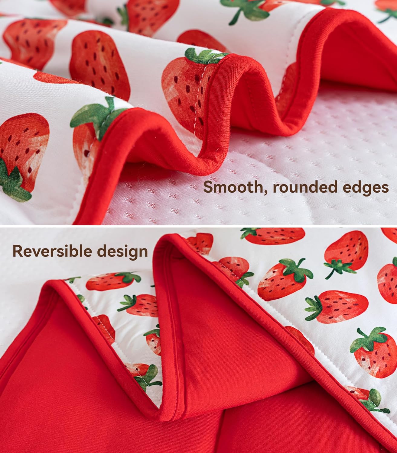 Infant Baby Reversible Comforter Viscose from Bamboo Nursery Blanket for Boys and Girls Soft 2-Layer Toddler Quilt Blankets for Swaddling 30 x 40 Inch Strawberry - Image 5
