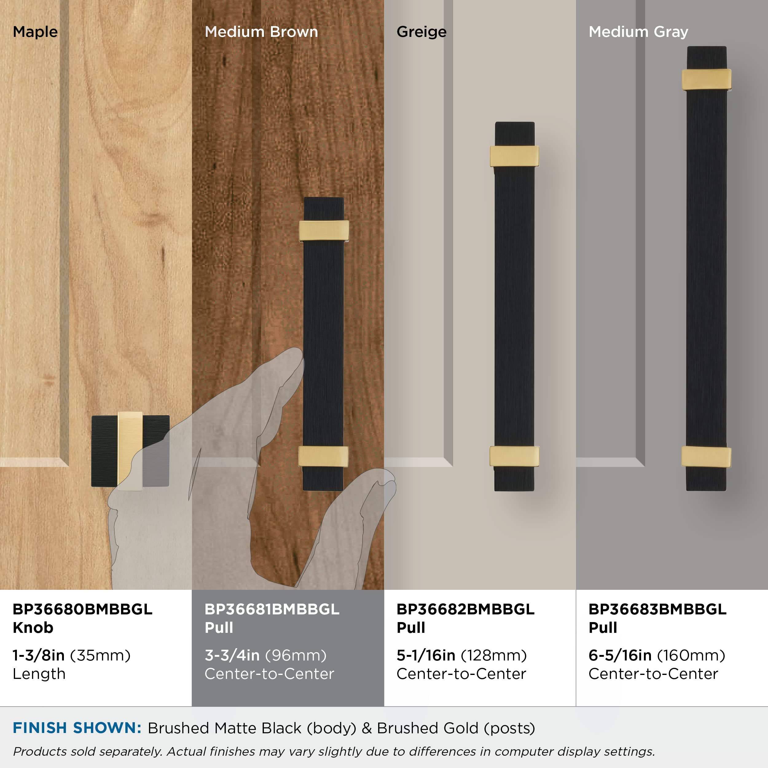 Amerock, Brushed Matte Black/Brushed Gold, 3-3/4 inch (96mm) Center-to-Center - Image 4