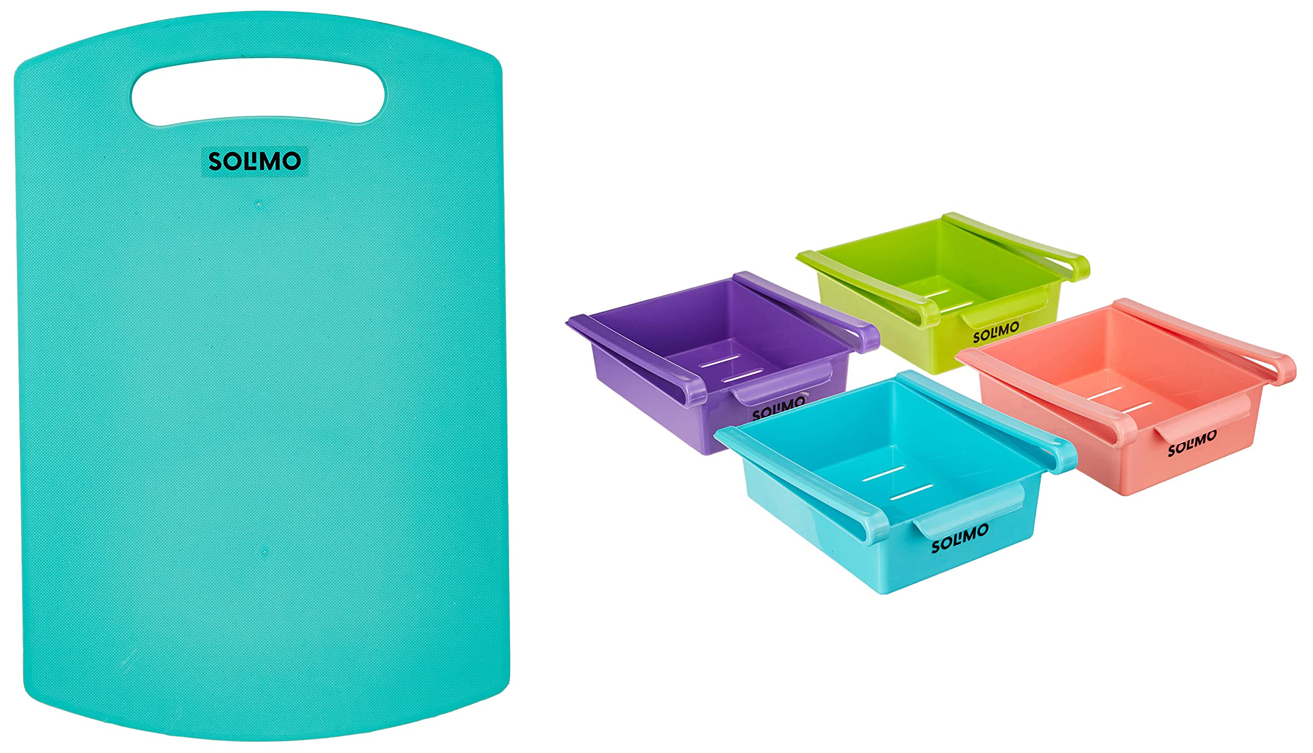 Amazon Brand - Solimo Fridge Organizer Set (4 Pieces) & Plastic Cutting/Chopping Board Combo, Silver (B085GPFNHG) Amazon Price History, Amazon Price Tracker