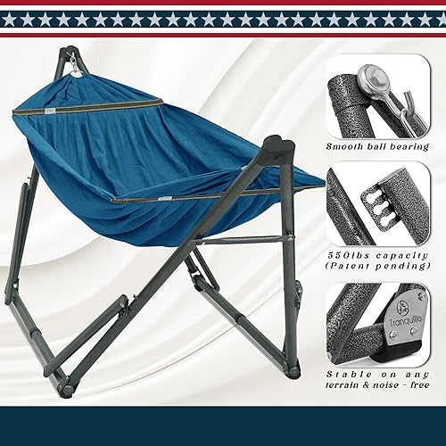 Miniatura 3 de Tranquillo Uniki - Soporte para hamaca de 550 libras de capacidad, portátil, plegable para exteriores con soporte, soporte de acero exclusivo,