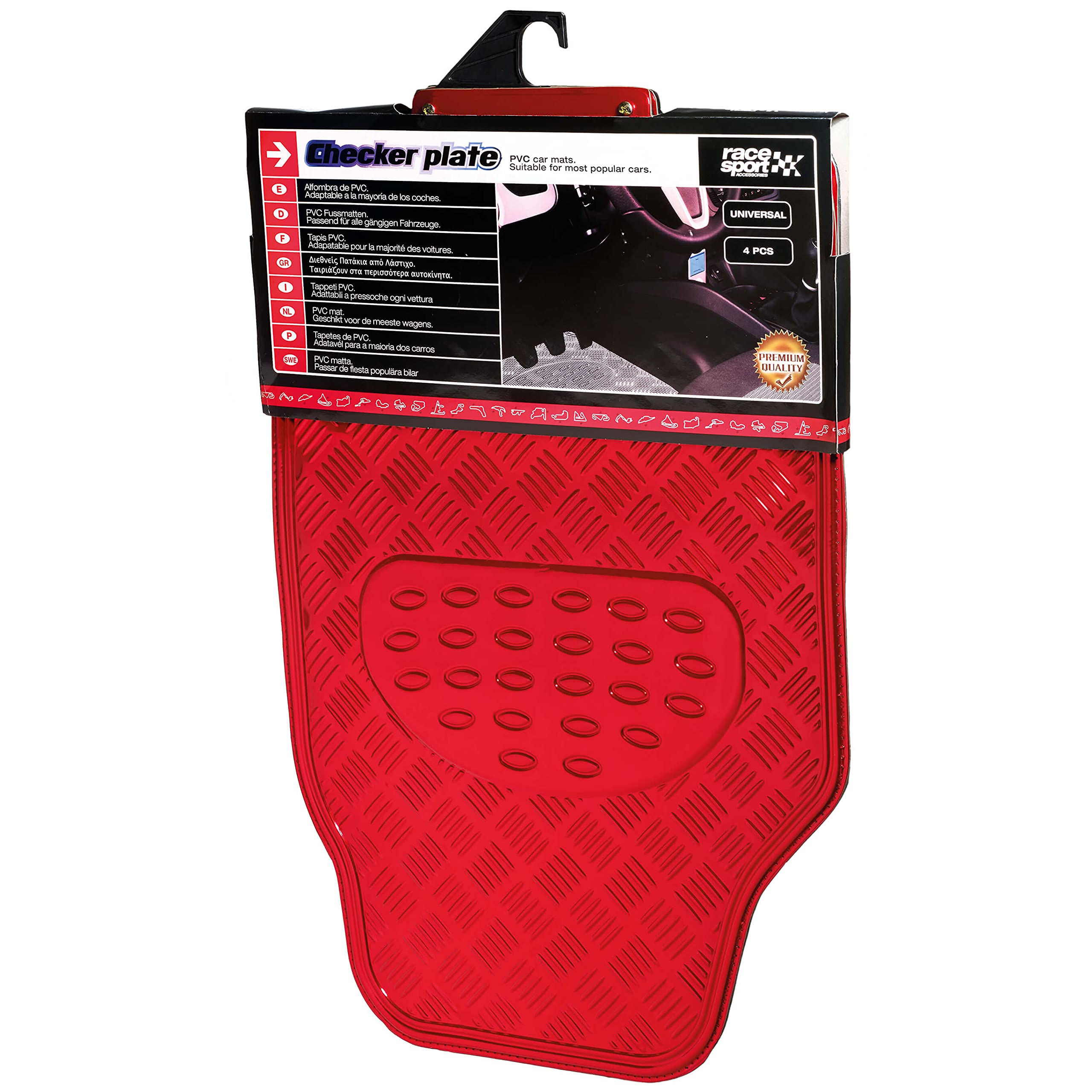 S SUMEX Alfombrillas de Coche Diseño Metálico, 4 Piezas 2 Delanteras y 2 Traseras, SUV, Furgonetas, Coches Alfombrillas de Protección para Todo Tipo de Clima de Alta Resistencia, Acabado Rojo