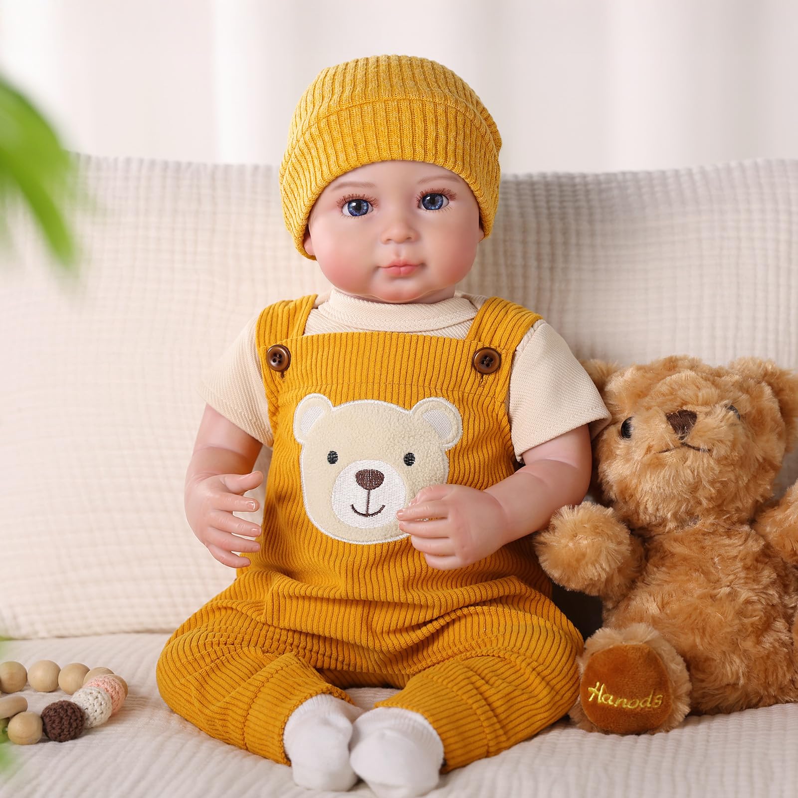 BABESIDE Bambole Reborn Maschio - 20 Pollici Bambola Realistica con Corpo in Tessuto Morbido, Bambole Neonata con Outfit & Accessori, Adatta ai Vestiti per Neonati, Regalo per Bambini 3+