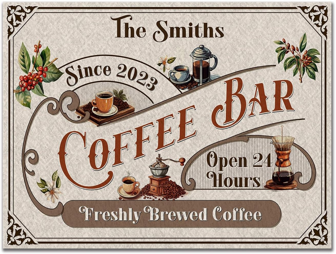 THUYPT Personalized Coffee Bar Mat for Countertops, Coffee Station Dish Drying Mat, Coffee Bar Accessories with Coffee Cup Pattern for Kitchen, Absorbent Coffee Decorations (12)