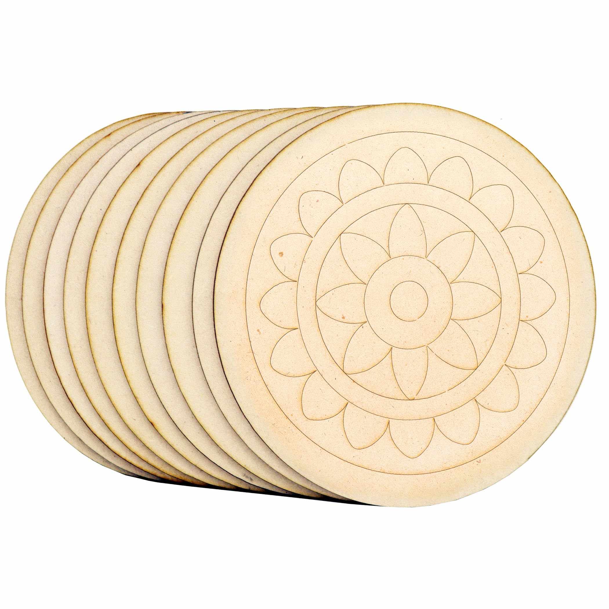AJANTA ROYAL Wooden Pre Marked Circle MDF 3.5 mm Thick Round Cutouts for Art & Craft, Resin Art, Lipan Art, Madhubani Art, Mandala Art, Pyrography, DIY Painting (12x12 Inch) Qty:10-image-31